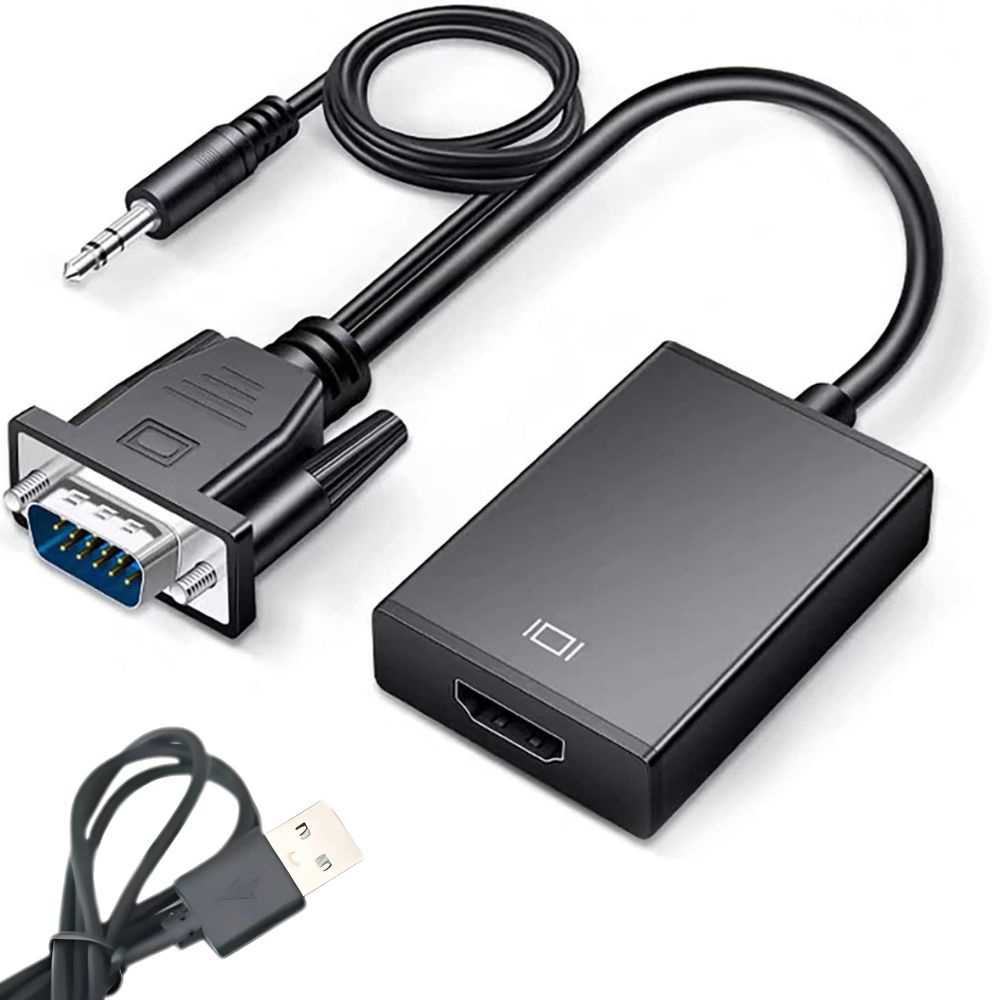Adapteris VGA-HDMI su 3.5 mm ir USB jungtimis, 25 cm