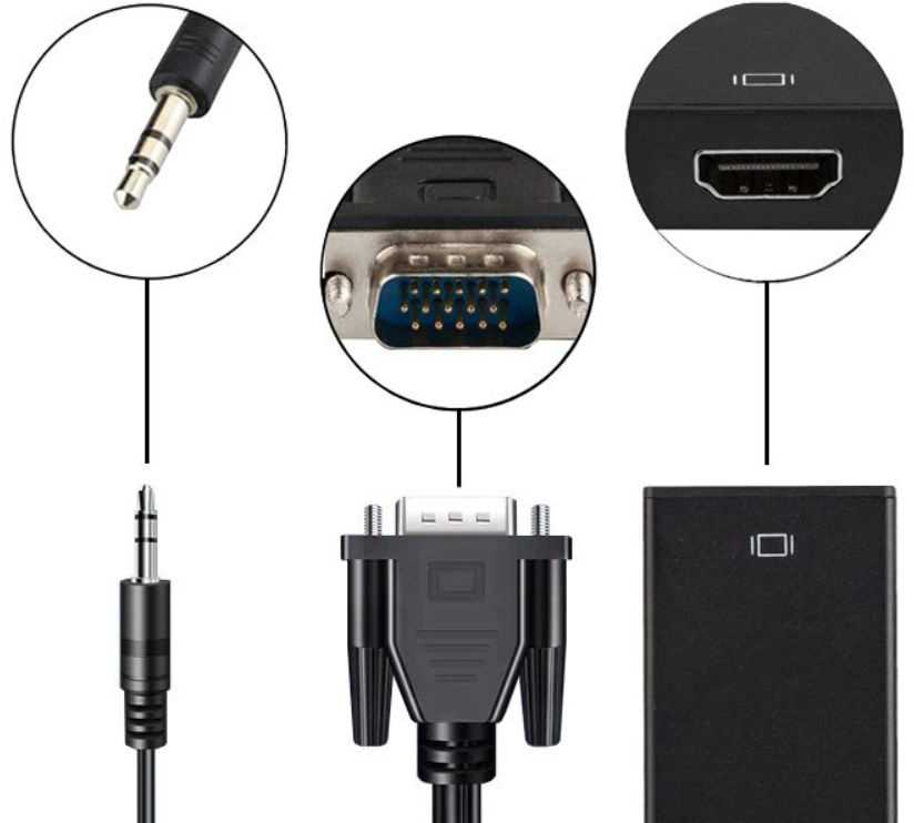 Adapteris VGA-HDMI su 3.5 mm ir USB jungtimis, 25 cm