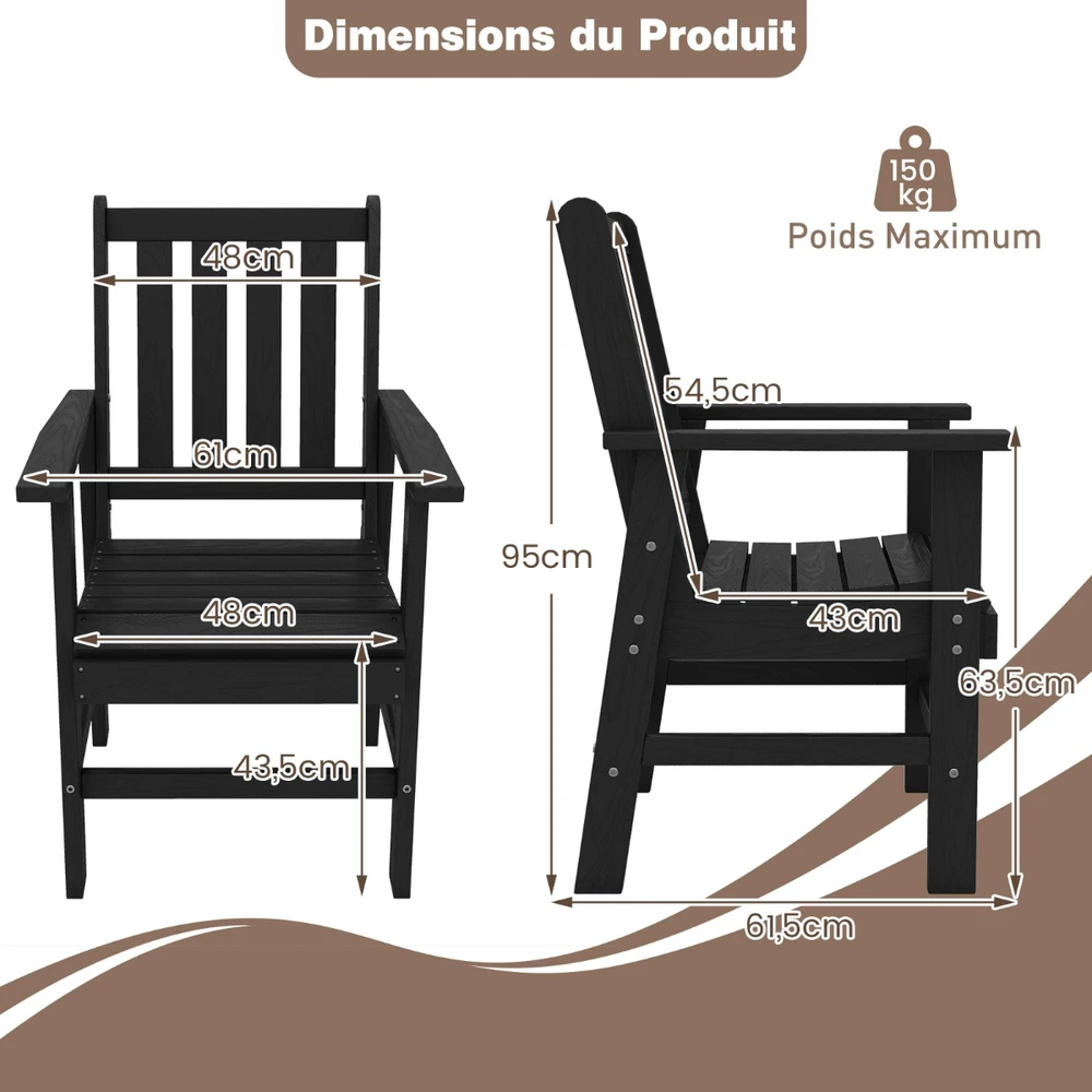 Adirondack kėdė juoda 2 vnt.