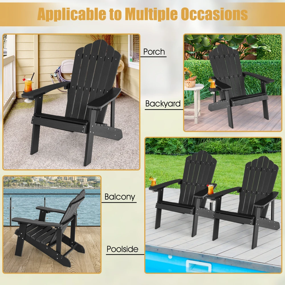Adirondack sodo kėdė juoda 2 vnt.