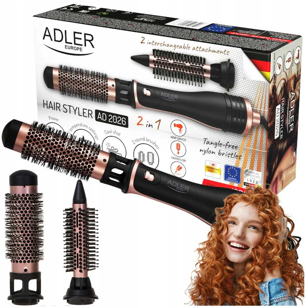 Adler | Hair Styler | AD 2026 | Barrel diameter 21/38 mm | 1200 W | Juodas