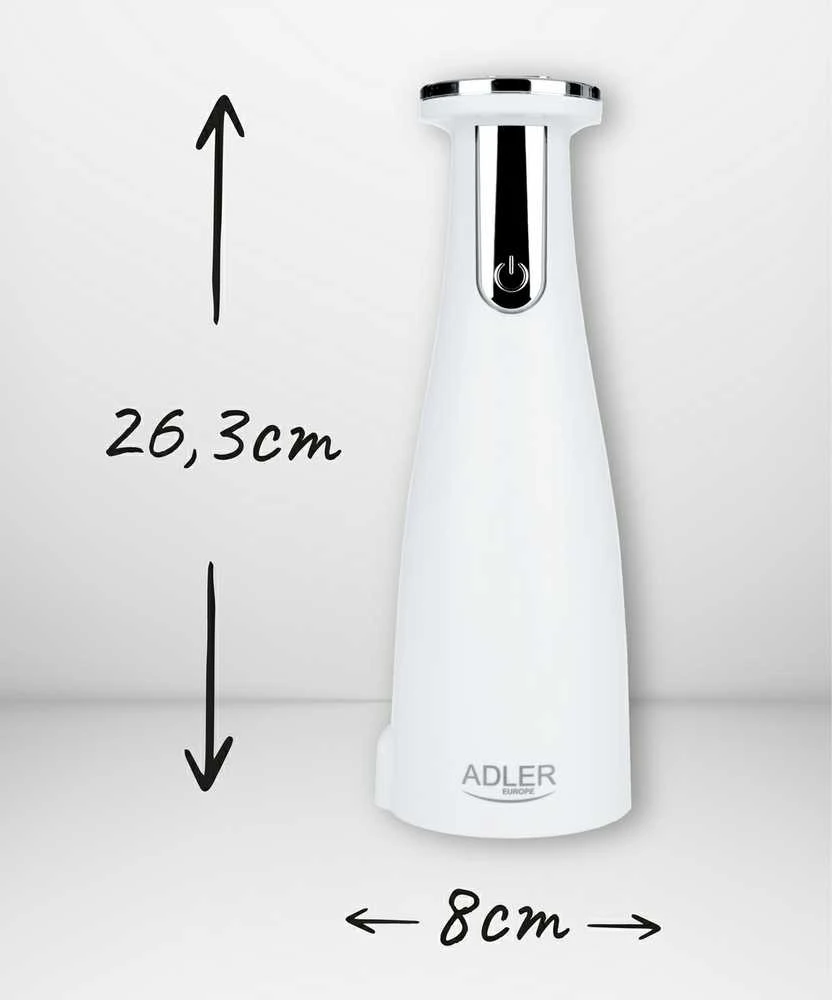Adler | Elektrinis druskos ir pipirų malūnėlis | AD 4449w | Korpuso medžiaga ABS plastikas | 7 W | Ličio | Matinis baltas