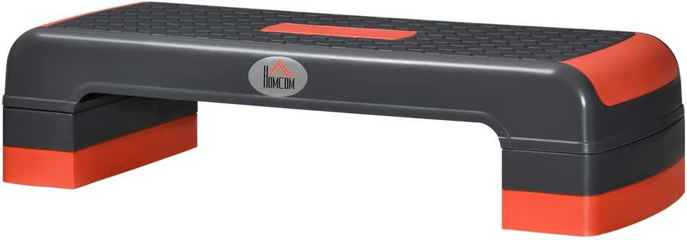 HOMCOM Aerobic steperis, reguliuojamo aukščio stepo platforma, 3 pakopų treniruoklis (10/15/20 cm), naudojimui viduje ir lauke, iki 150 kg