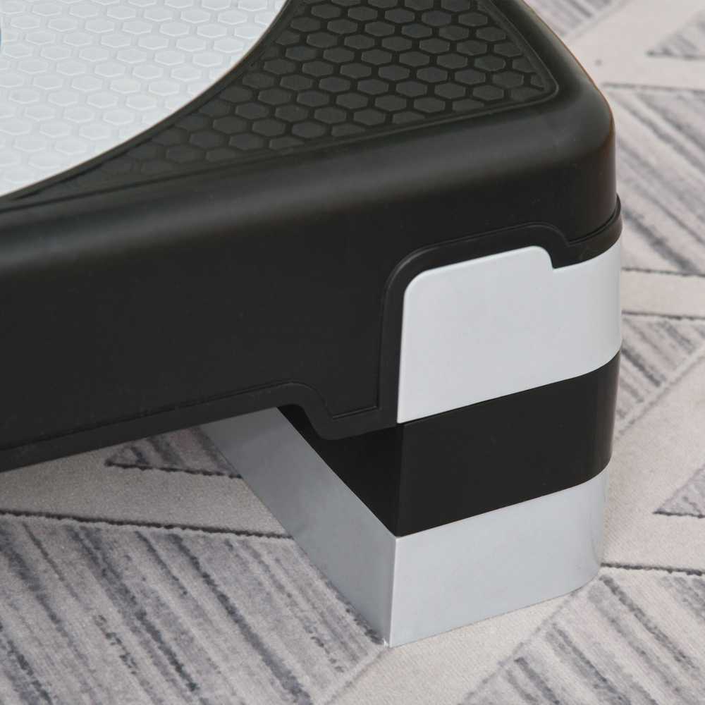 HOMCOM aerobikos stepas, reguliuojamas aukštis (10/15/20 cm), fitneso treniruoklis namams, iki 150 kg, 80x31x10-20 cm