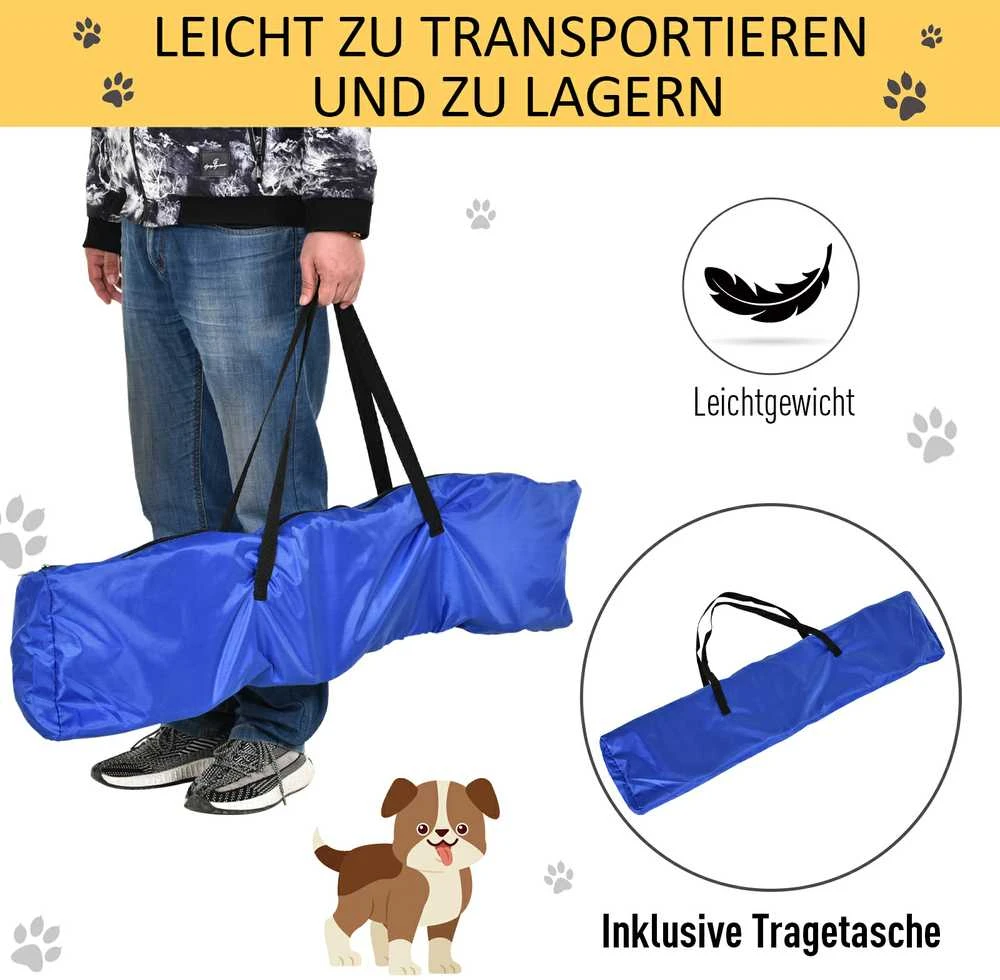 PawHut 3-in-1 šunų dresūros ir vikrumo (agility) rinkinys su kliūtimis, su krepšiu, lengvai nešiojamas, geltonas
