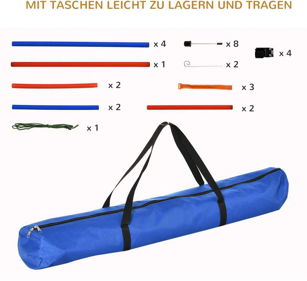 PawHut šunų dresūros įranga, agility treniruočių rinkinys, šunų agility rinkinys, 3-in-1 šunų sporto aikštelė, mėlyna+raudona