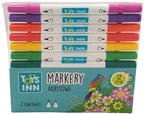 Stnux Akriliniai žymekliai su dviem antgaliais, 12 vnt., spalvoti