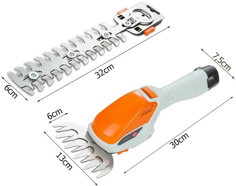 Akumuliatorinės žolės ir krūmų žirklės SL-0121, 12V, 2W1