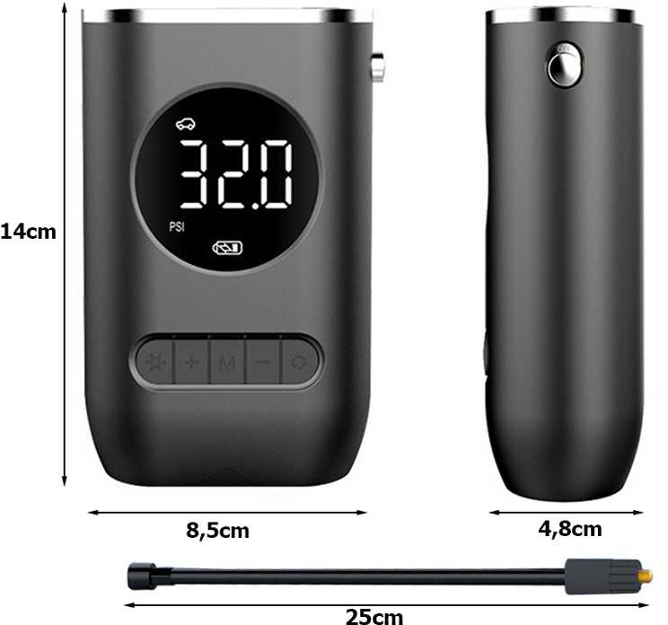 Akumuliatorinis kompresorius 10 bar LCD ekranas