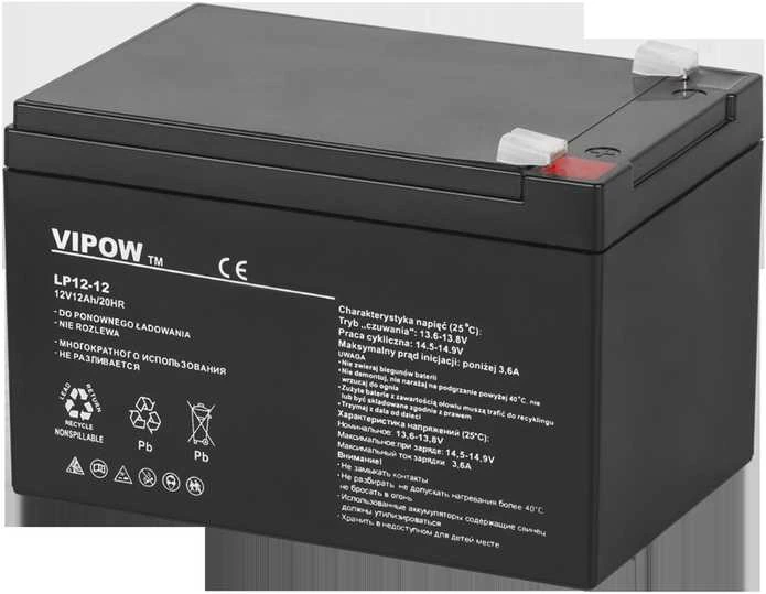 Švino akumuliatorius VIPOW 12V 12Ah