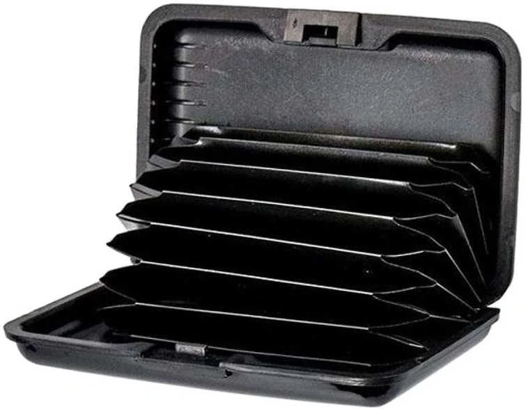 Aliumininis dokumentų dėklas su RFID apsauga, 11x7,5 cm, juodas
