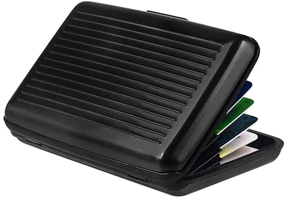 Aliumininis dokumentų dėklas su RFID apsauga, 11x7,5 cm, juodas