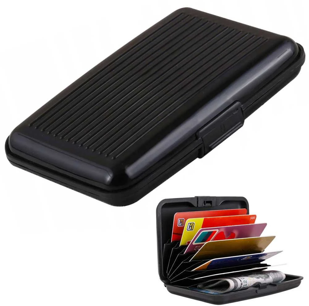 Aliumininis dokumentų dėklas su RFID apsauga, 11x7,5 cm, juodas