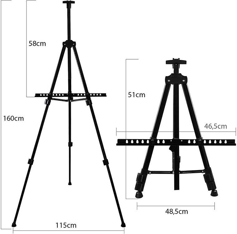 Aliumininis molbertas su dėklu 160 cm