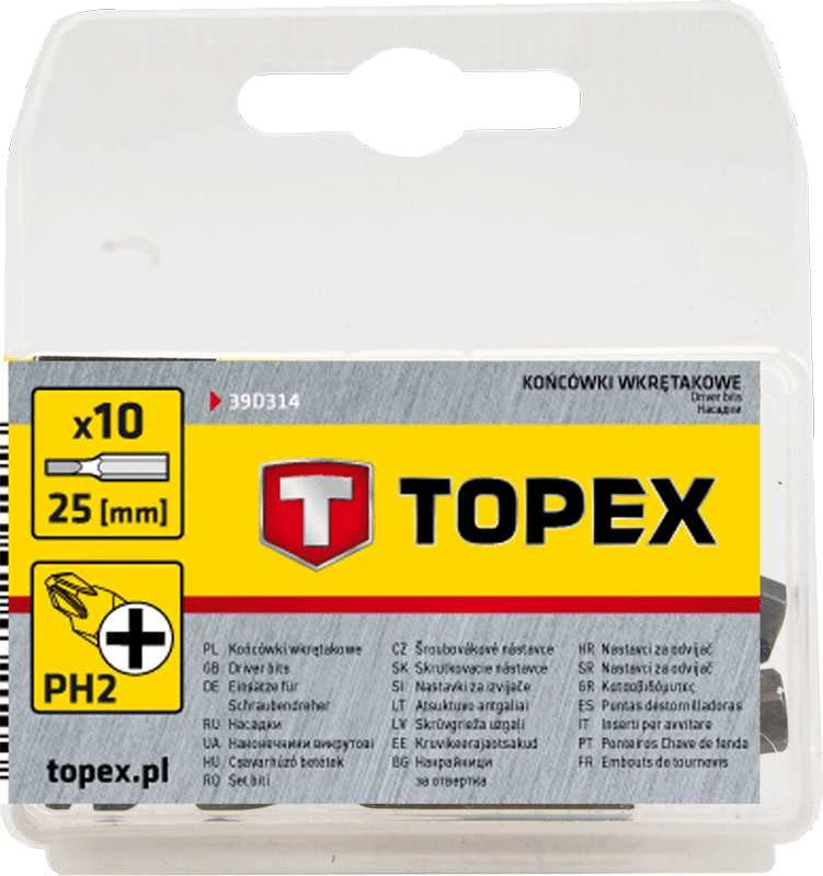 Koncówki Antgalių rinkinys Topex PH2x25mm, 10 vnt