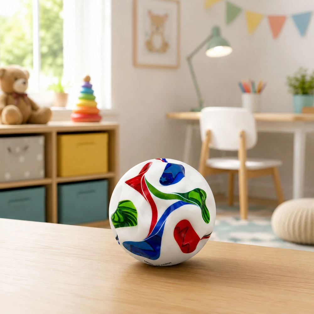 Lean Toys Antistresinis kamuoliukas su įdubimais, futbolo dizaino, įvairiaspalvis, Ø 7 cm