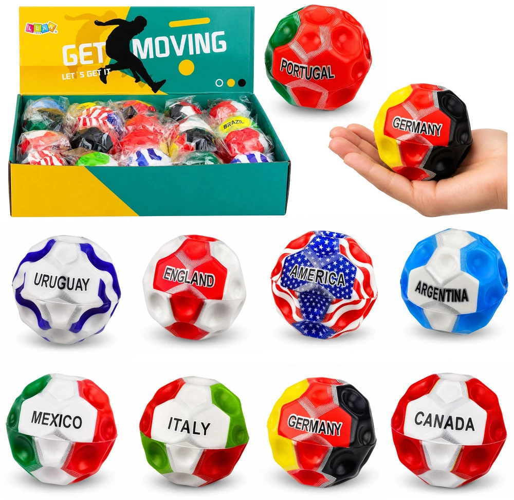 Lean Toys Antistresinis kamuoliukas su vėliavų motyvais ir įdubimais, įvairiaspalvis, 7 cm