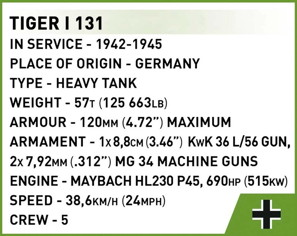 Cobi Antrojo pasaulinio karo tanko modelis, Tiger I 131