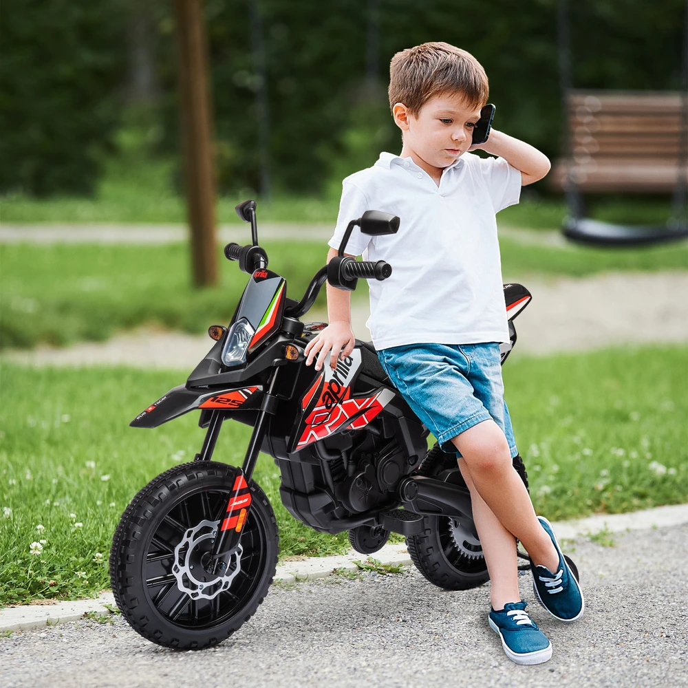 Aprilia licencijuotas vaikiškas elektromotociklas su 2 varikliais, raudonas, 106,5 × 56 × 80 cm