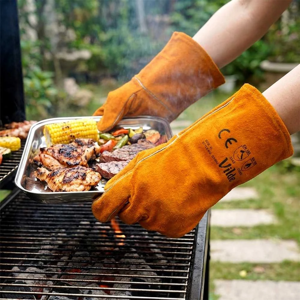 Bbq Expert Karščiui atsparios pirštinės griliui (natūralios verstos odos), 2 vnt.