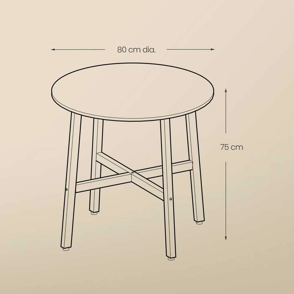 Songmics Apvalus valgomojo stalas 80 x 75 cm
