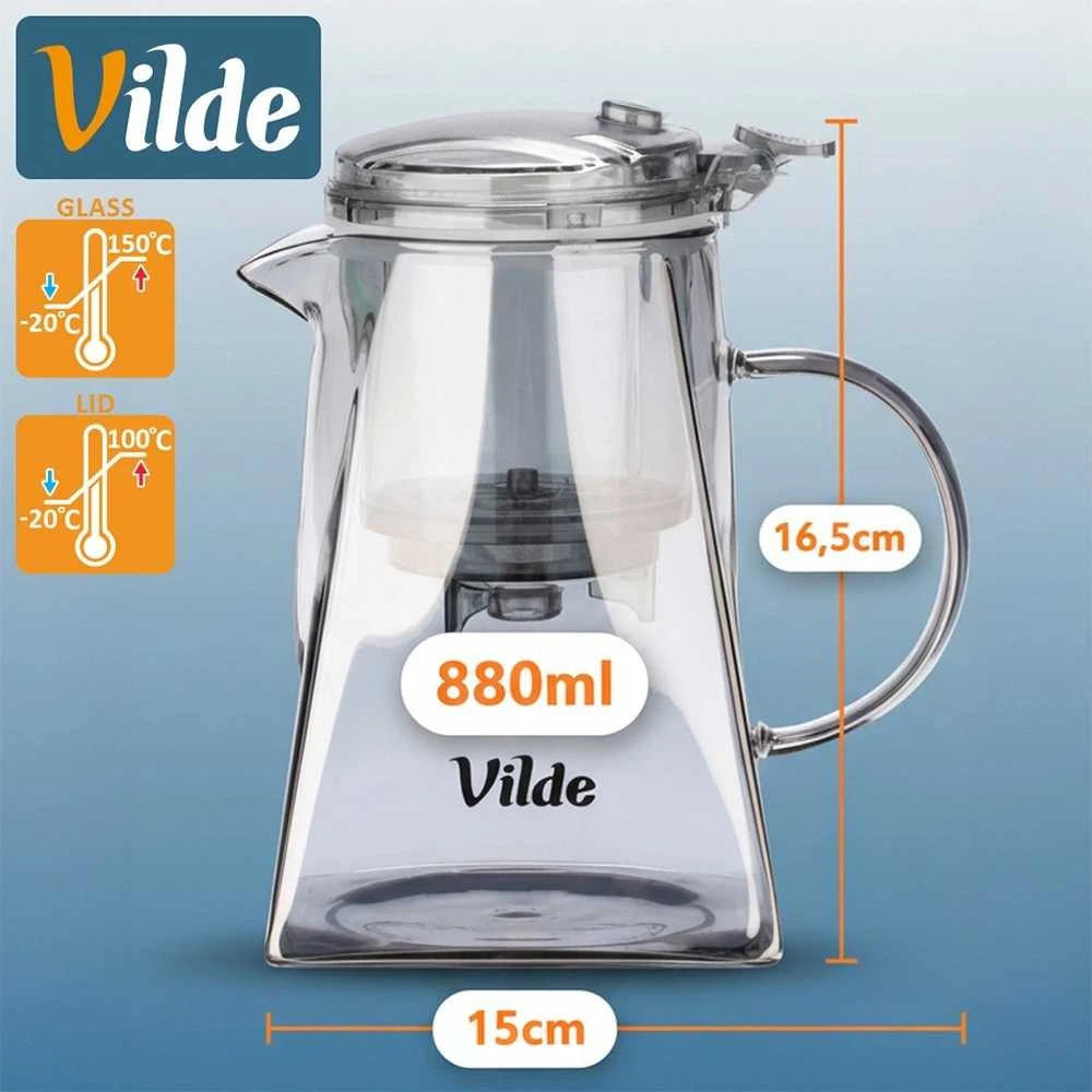 Vilde arbatinukas 880 ml su techniniais matmenimis