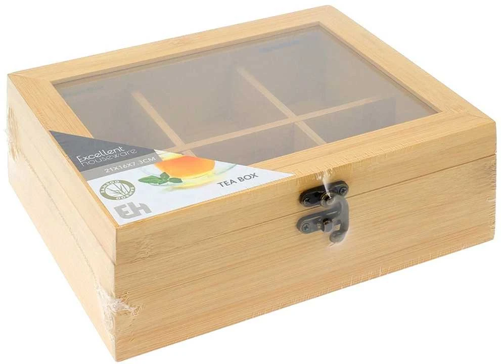 KOOPMAN Bamboo medžio arbatų talpykla 21x16x7,5 cm