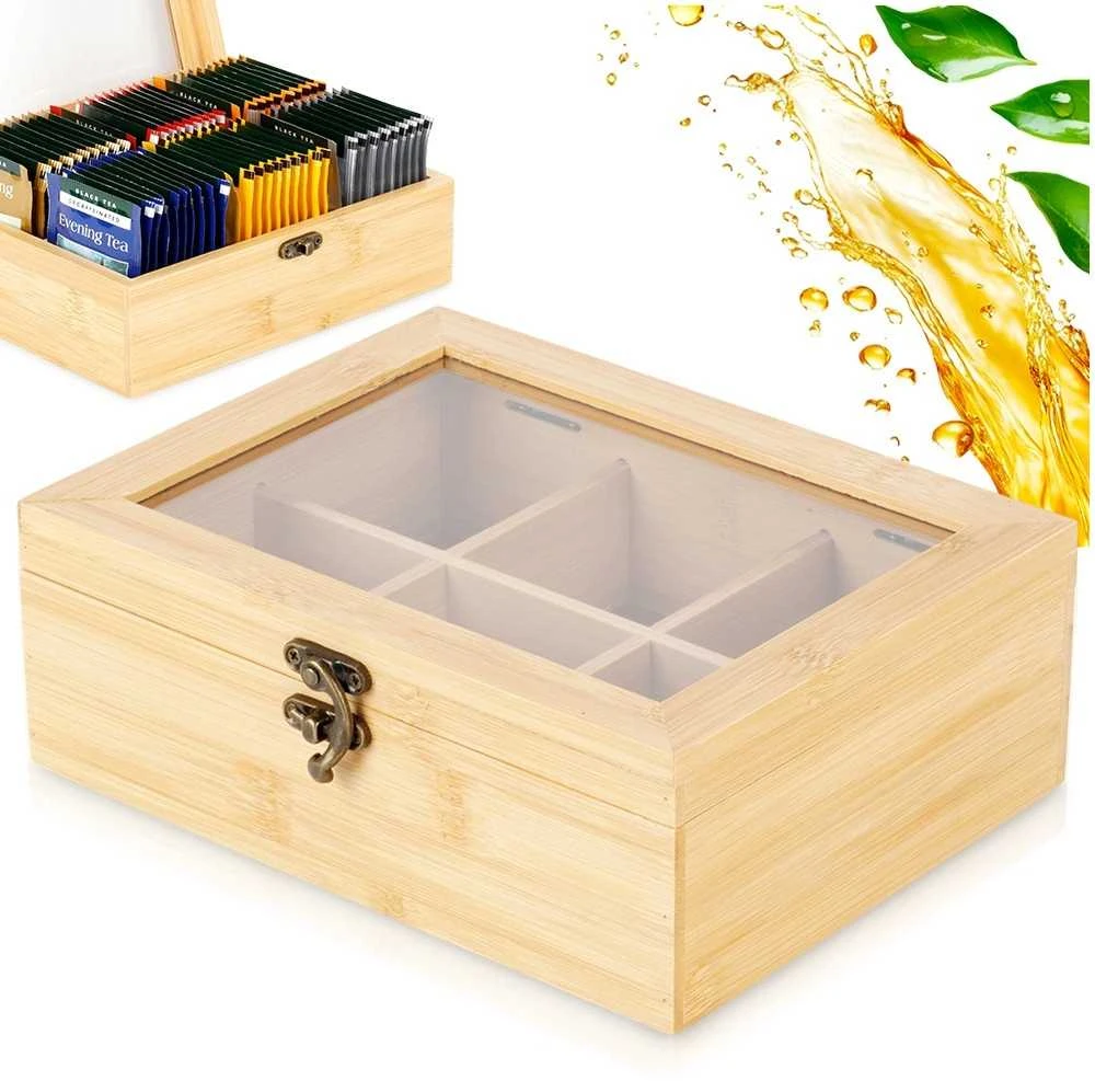 KOOPMAN Bamboo medžio arbatų talpykla 21x16x7,5 cm