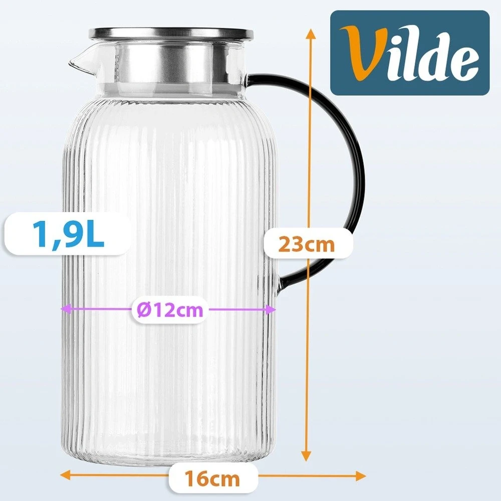 Ąsotis su dangčiu, skaidrus, 1,9 l