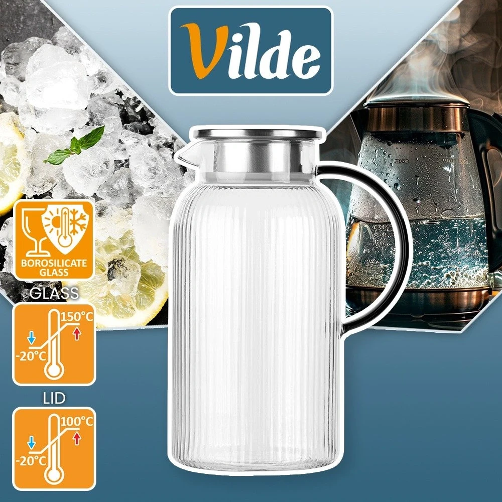 Ąsotis su dangčiu, skaidrus, 1,9 l