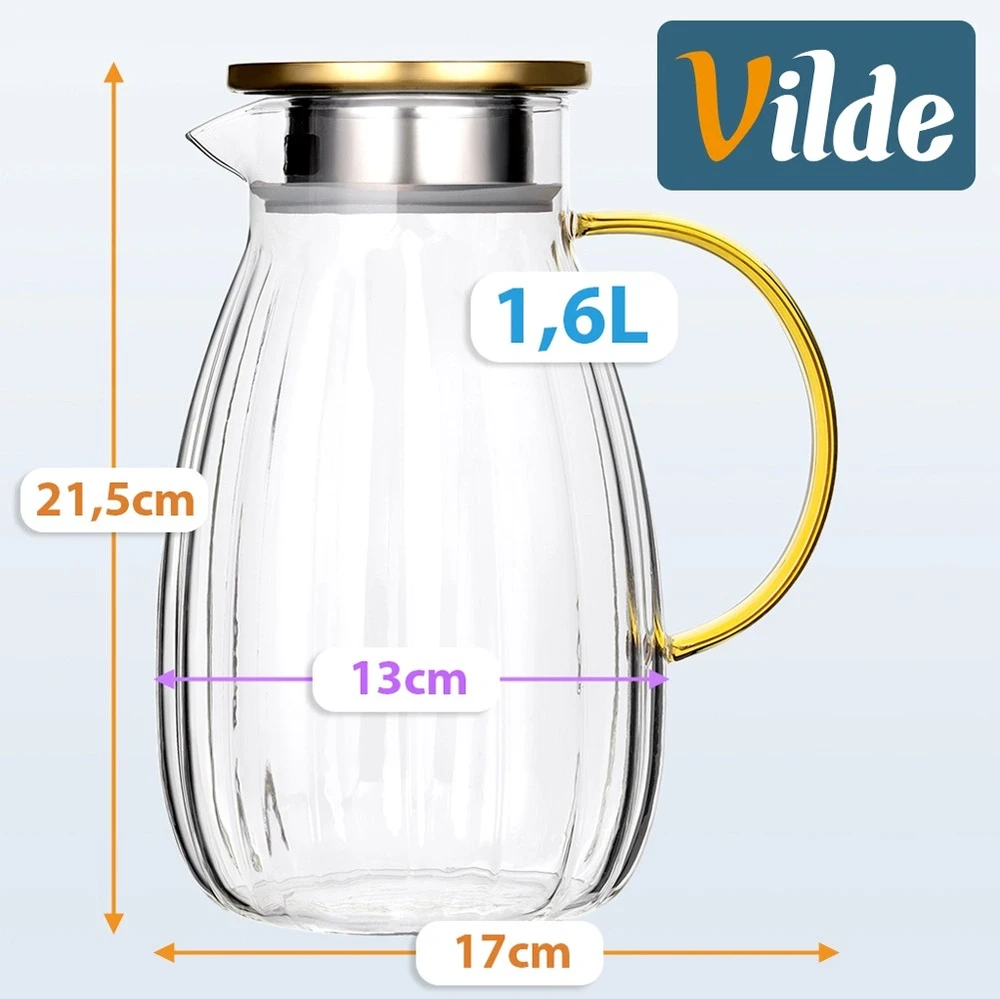 Ąsotis su dviejų tipų pylimo dangteliu, 1,6 l, skaidrus, 17 × 13 × 21,5 cm