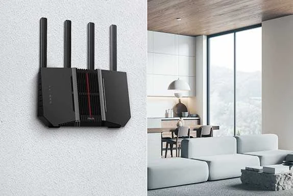 Asus | Trijų dažnių WiFi 7 maršrutizatorius | RT-BE92U BE9700 | 802.11be | 5764 Mbit/s | 2500 Mbit/s | Ethernet LAN (RJ-45) jungtys 5 | Mesh palaikymas: Taip | MU-MiMO: Taip | 4G/5G | Antenos tipas: Išorinė antena | 1