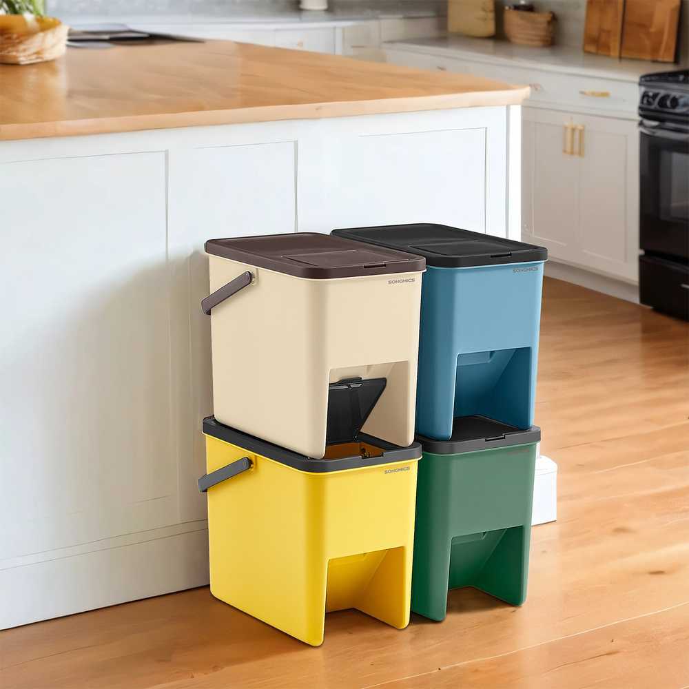 Songmics Atliekų rūšiavimo konteinerių rinkinys 4x20 L