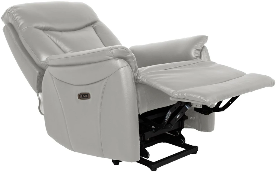 Home4You Atlenkiamas fotelis BALDWIN su elektriniu pakėlimo mechanizmu, smėlio spalvos oda