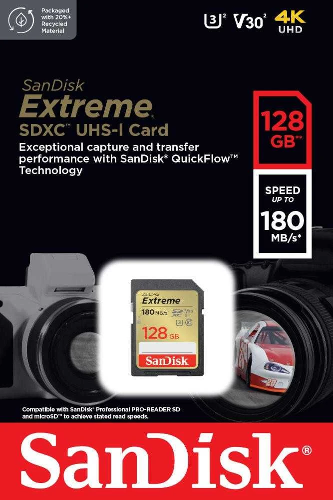 Atminties kortelė Sandisk Extreme SDXC, 128 GB