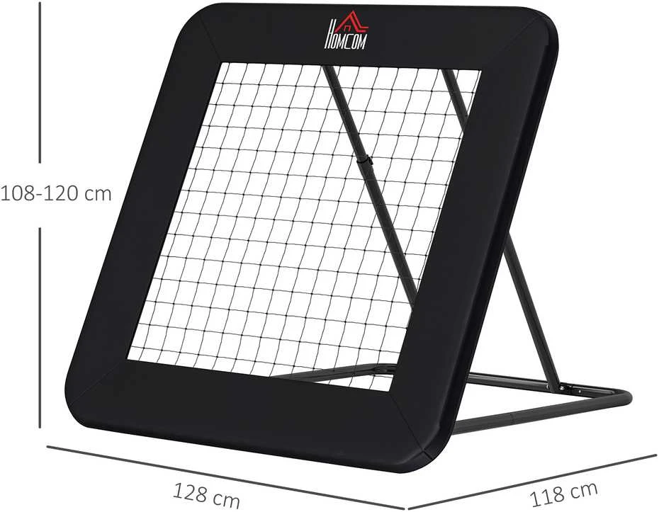 HOMCOM sulankstomi futbolo vartai, futbolo atmušamoji sienelė, tinklas įvairioms sporto šakoms, reguliuojamas 5 padėtimis, 128x118x108-120 cm