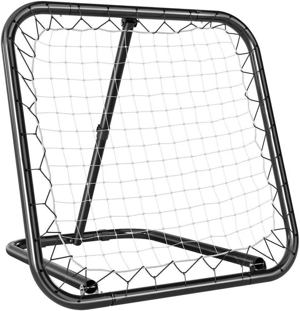 HOMCOM sulankstomas futbolo atšokimo tinklas, treniruočių sienelė, 5 pakopų, beisbolui, krepšiniui, metalinis, juodas, 78x84x65-78 cm