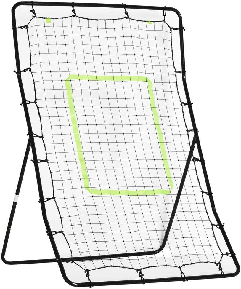 HOMCOM futbolo atšokimo sienelė, tinklas, plienas+PE, 75x126cm, treniruočių priemonė futbolui, juoda