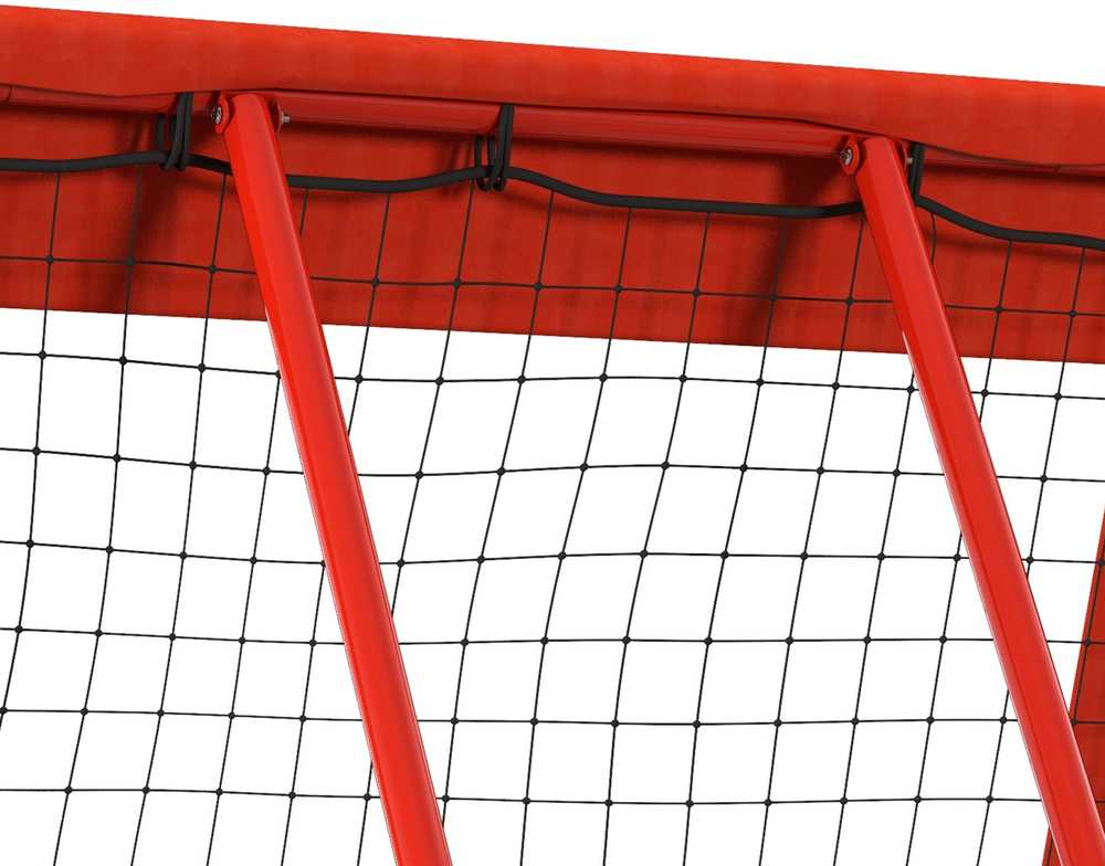HOMCOM futbolo atšokimo sienelė, sulankstoma, su apsauginiu kraštu, kuoliukais, 5 padėčių reguliuojamo aukščio tinklas rankiniui, tinkliniui ir krepšiniui, raudona