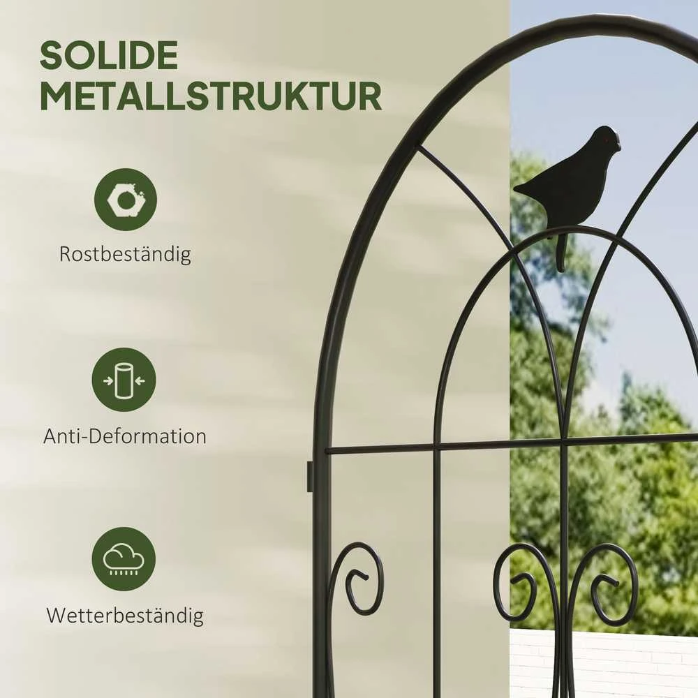 Outsunny metalinė grotelė vijokliniams augalams, 2 vnt. rinkinys, įsmeigiama, nerūdijanti, su paukščių motyvu, 50x120 cm, atrama pomidorams, gėlėms ir kambariniams augalams, juoda
