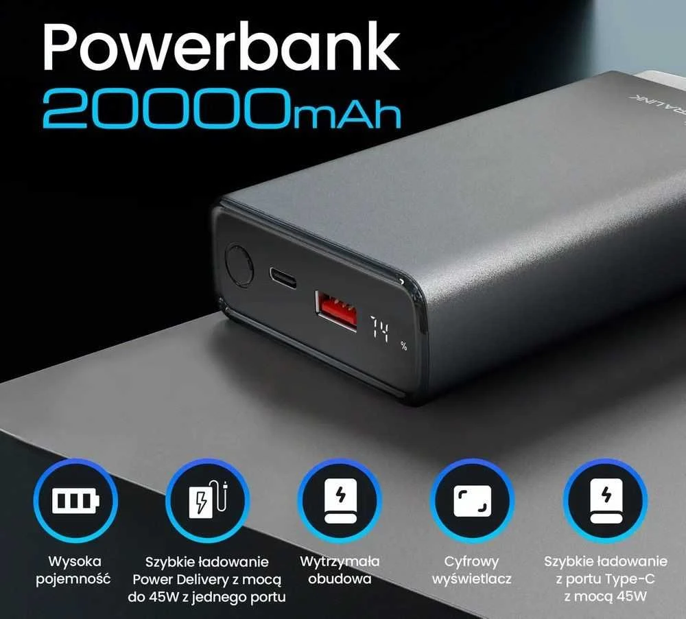 Atsarginis maitinimo šaltinis ("Power Bank") Atsarginis maitinimo šaltinis ("Power Bank") ExtraLink EPB-126 20000mAh
