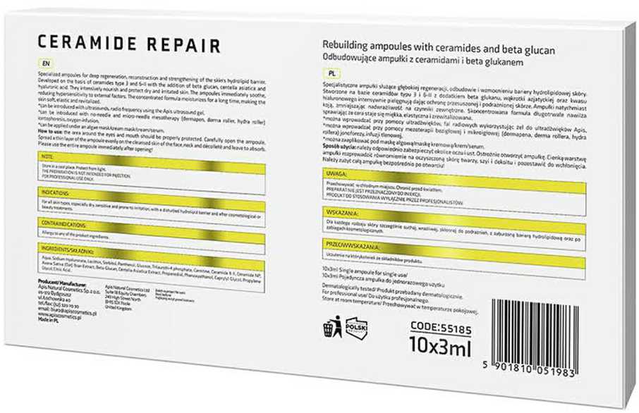 Activeshop Atstatomosios ampulės su ceramidais ir beta gliukanu 10 x 3 ml