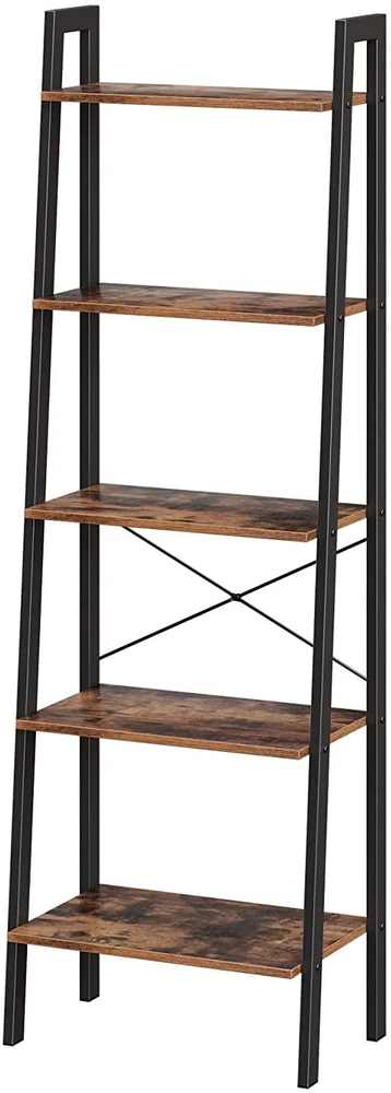 Leobert Atvira lentyna su 5 lentynomis ir metaliniu rėmu, rudos ir juodos spalvos, 56 × 34 × 172 cm