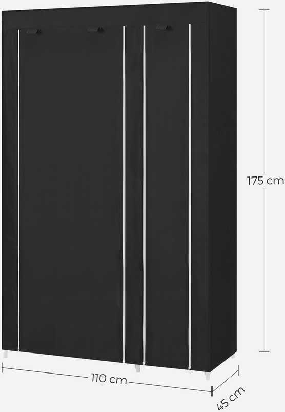Songmics Medžiaginė spinta 175 x 110 cm juoda