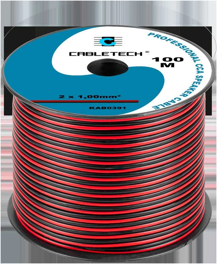 Cabletech Kabelis CCA 2x1.0mm 1m - juoda raudona