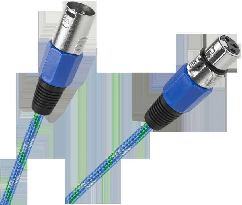 XLR mikrofono laidas su mėlynomis jungtimis