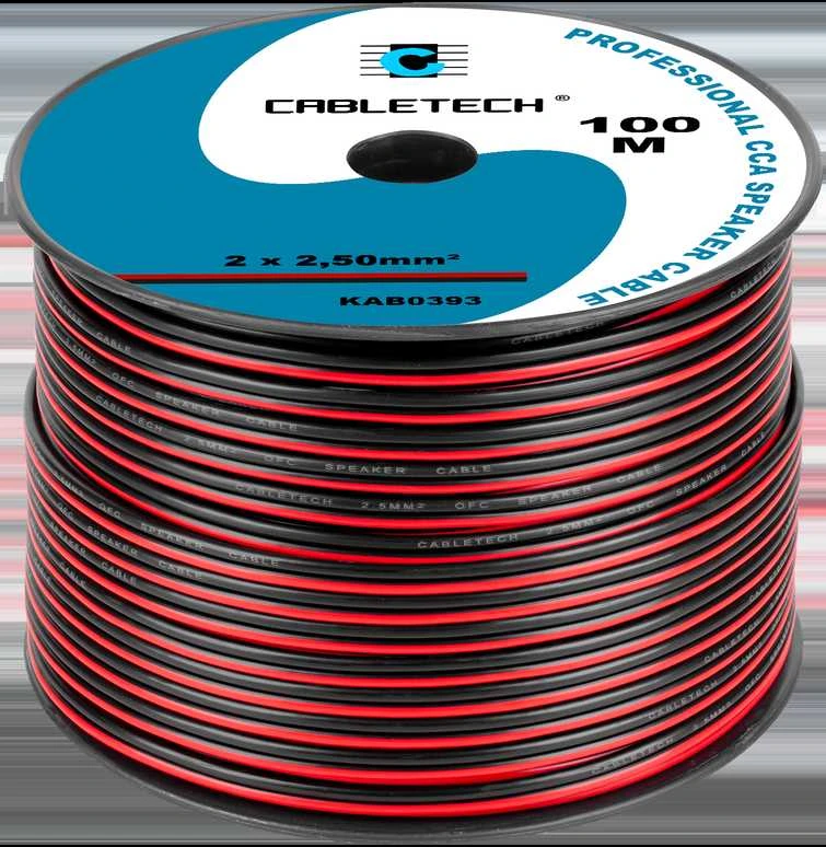 Cabletech Kabelis CCA 2x2.5mm 1m - juoda raudona