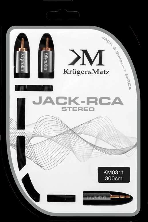 Kruger & Matz AUX 3.5mm - 2x RCA 3m Juodas