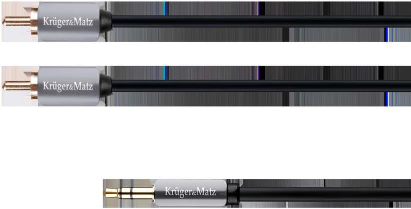 Kruger & Matz AUX 3.5mm - 2x RCA kabelis 1m Juodas