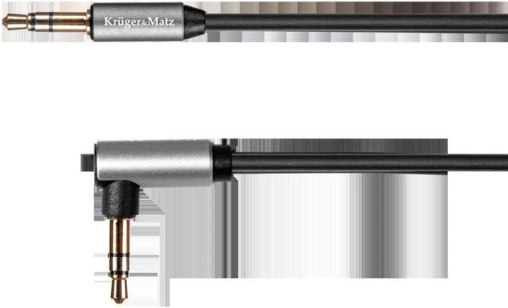 Kruger & Matz Basic AUX - AUX 3.5mm spyruoklinis kabelis 1.8m Juodas